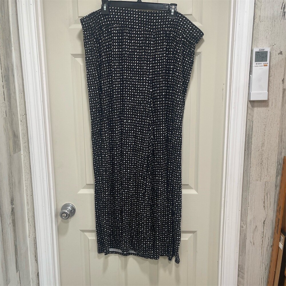 Lane Bryant Pants Womens Plus Size 22/24 Black Geometric Wide Leg Pull On SKU692